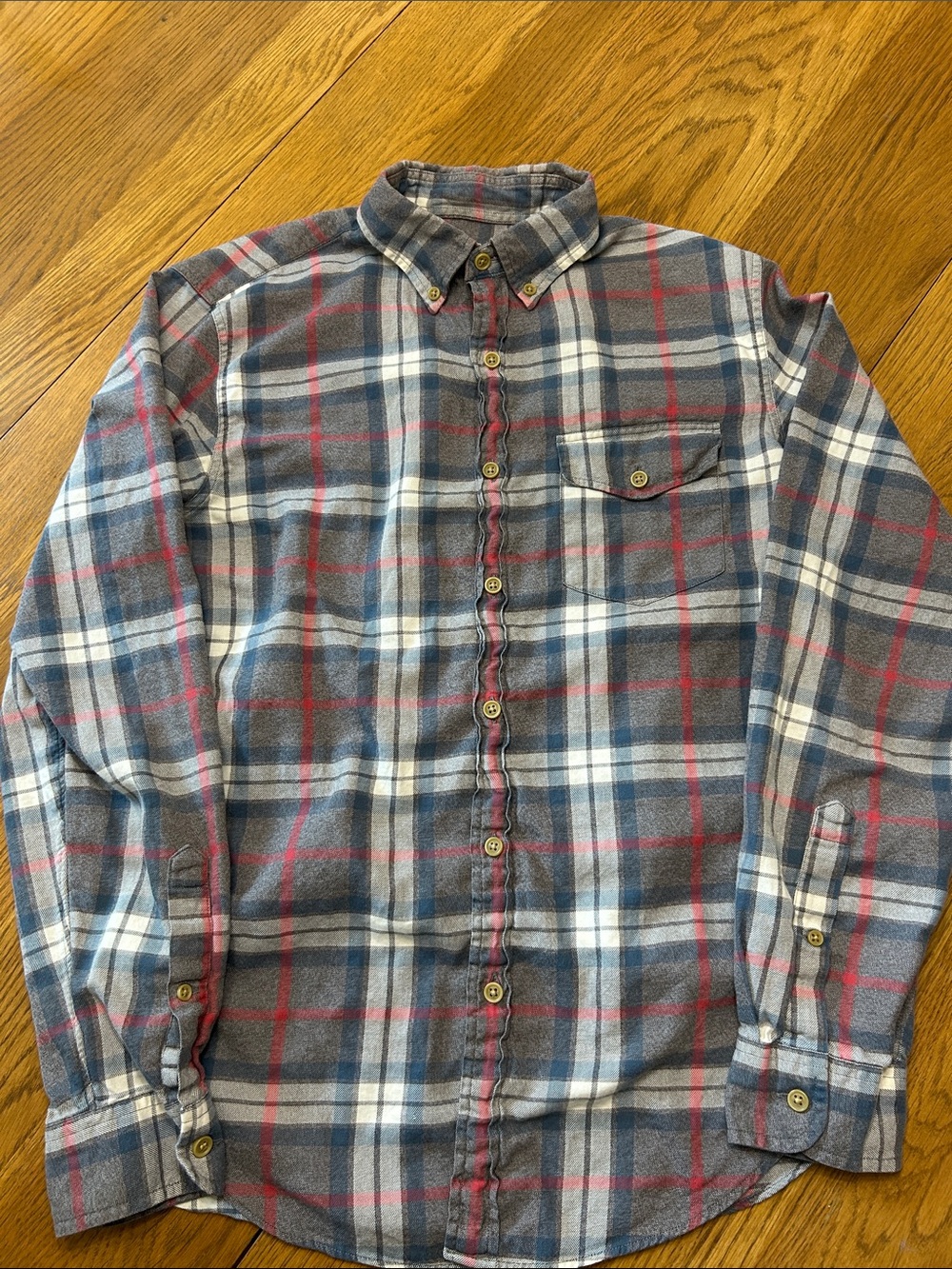 J. Crew Gray Plaid Button-Down Shirt with Red & White Windowpane Size Small